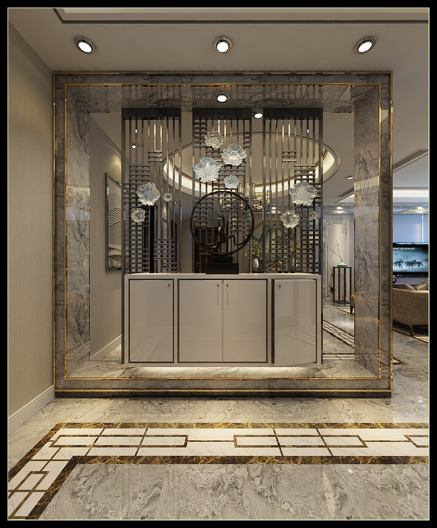 【天山国宾壹号装修设计推荐】214平四居室时尚版新中式风格|室内设计|空间|北极鲨 - 原创设计作品 