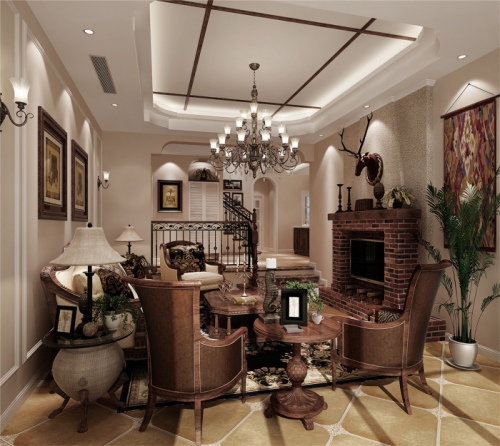 美式风格-富力湾,富力湾别墅美式风格220平米别墅装修设计图片_样板间_实景图-搜房网装修设计网