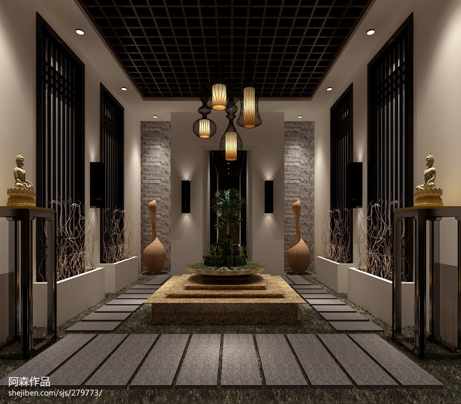 阿森设计-乌鲁木齐足疗会所-装修设计效果图-阿森设计师作品-设计本