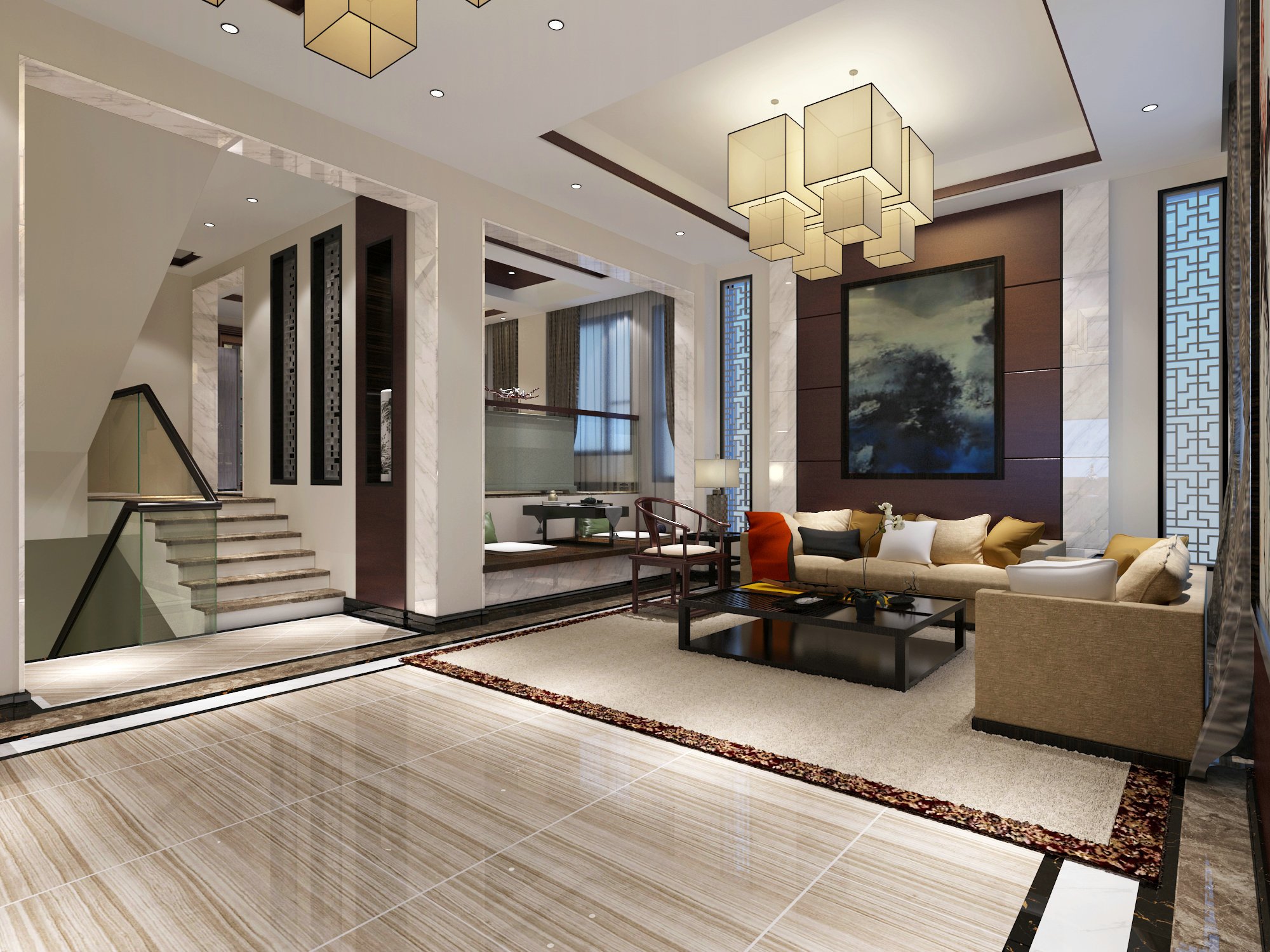 中式风格五居室装修效果图317平米90万中式风格五居室装修案例大全-苏州装修设计