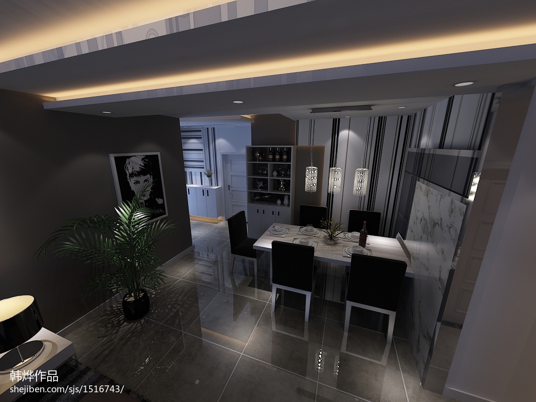 利达广场现代简约风三居室 餐厅空间的艺术与功能融合